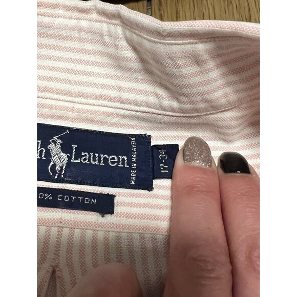 Ralph Lauren Shirt  Men Size 17-34 Striped Long Sleeve Button Up Classic Preppy - Picture 4 of 16